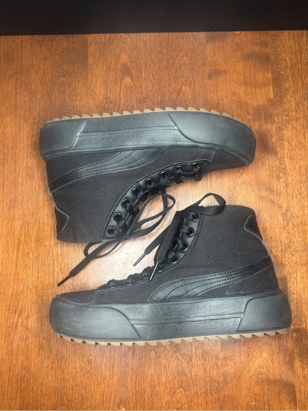 PUMA Kaia Mid Black Gold Platform Sneakers - US Wn's 6.5